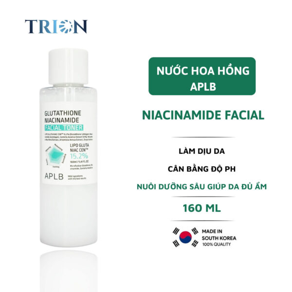 Toner chăm sóc da mặt APLB Niacinamide Glutathione Lipo Gluta Niac 15.2% 160ml