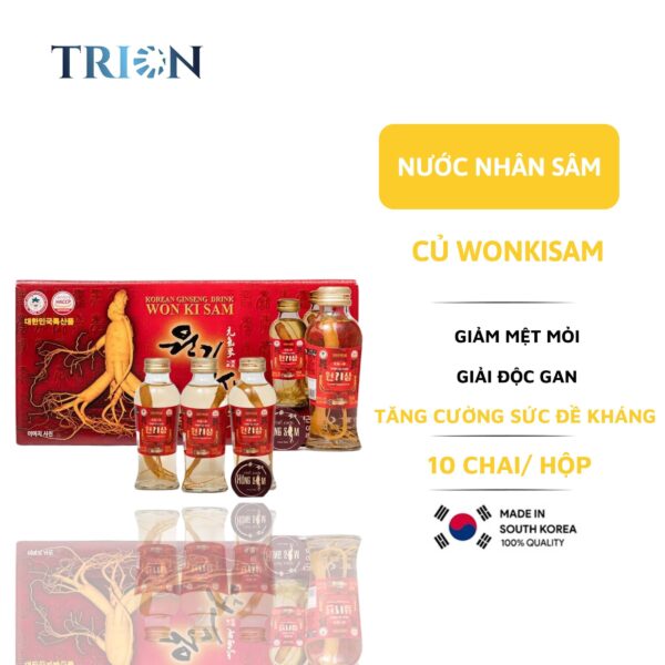 Nước Hồng Sâm Có Củ Wonkisam 10 Chai x 120ml