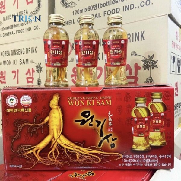 Nước Hồng Sâm Có Củ Wonkisam 10 Chai x 120ml