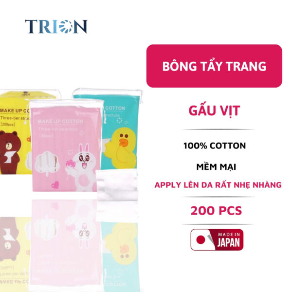 Bông tẩy trang Gấu vịt Muji Nhật bản